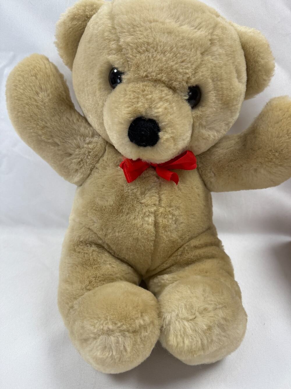 Vintage R Dakin Teddy Bear Plush Tan Red Bow Stuffed Animal 1979 Plushie